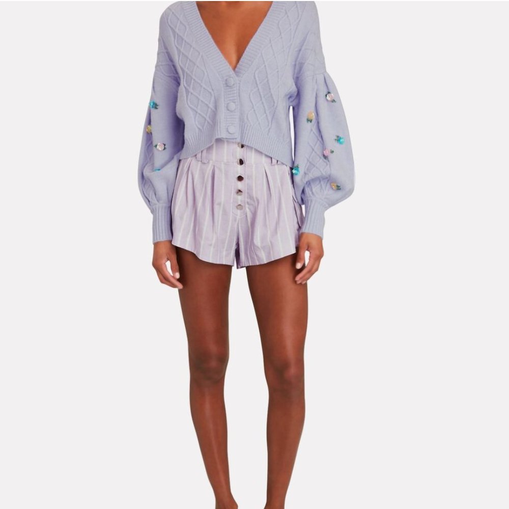 For Love and Lemons Gia Striped Cargo Shorts. Size M